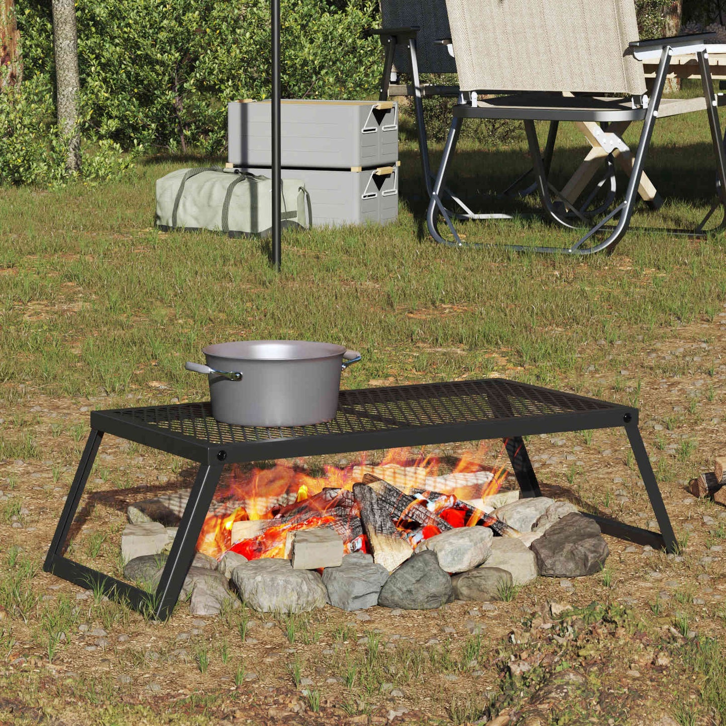 Sammenleggbar Campinggrill Svart 58 x 31 x 2 cm Legert stål