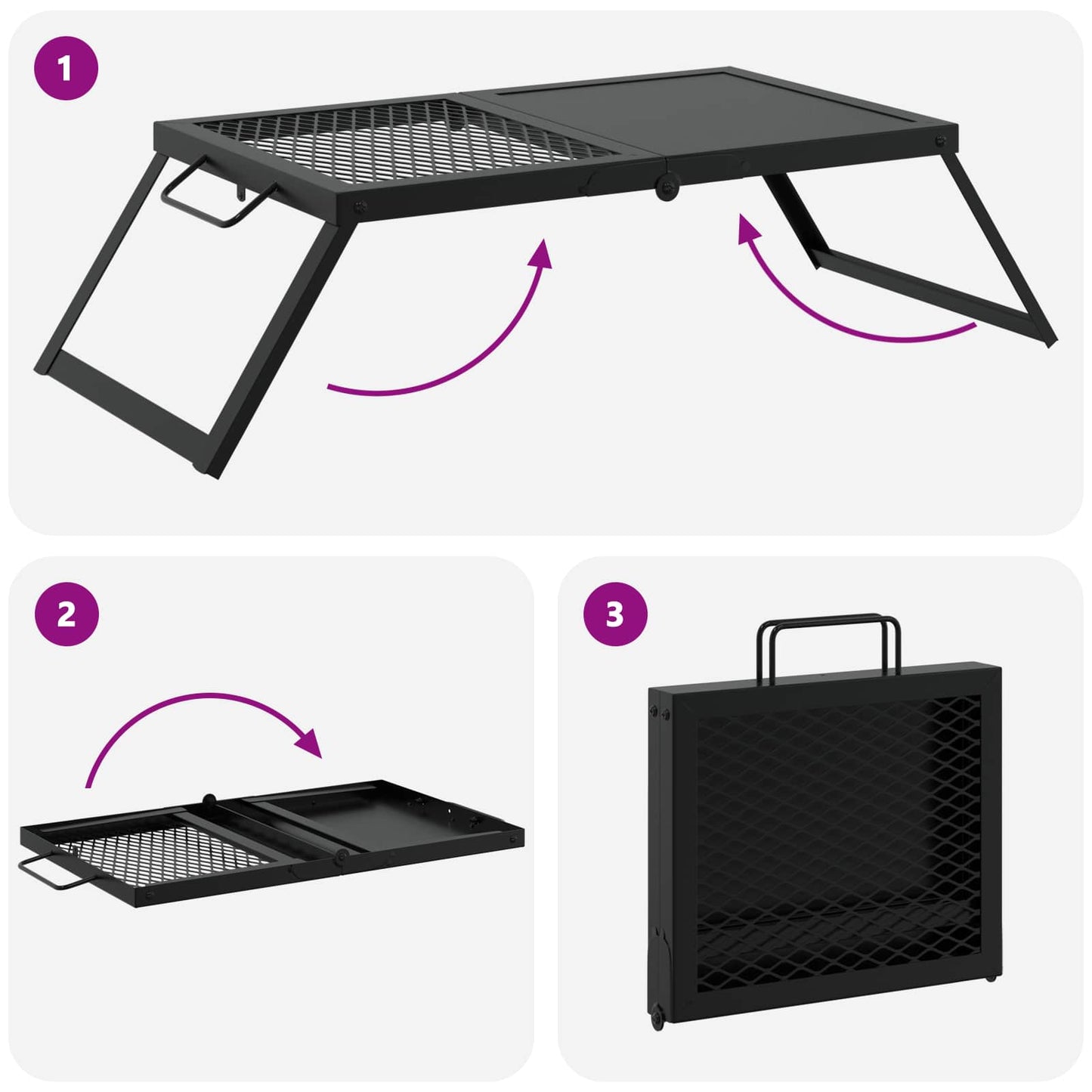 Sammenleggbar Campinggrill Svart 31,5 x 26,5 x 4 cm Legert stål