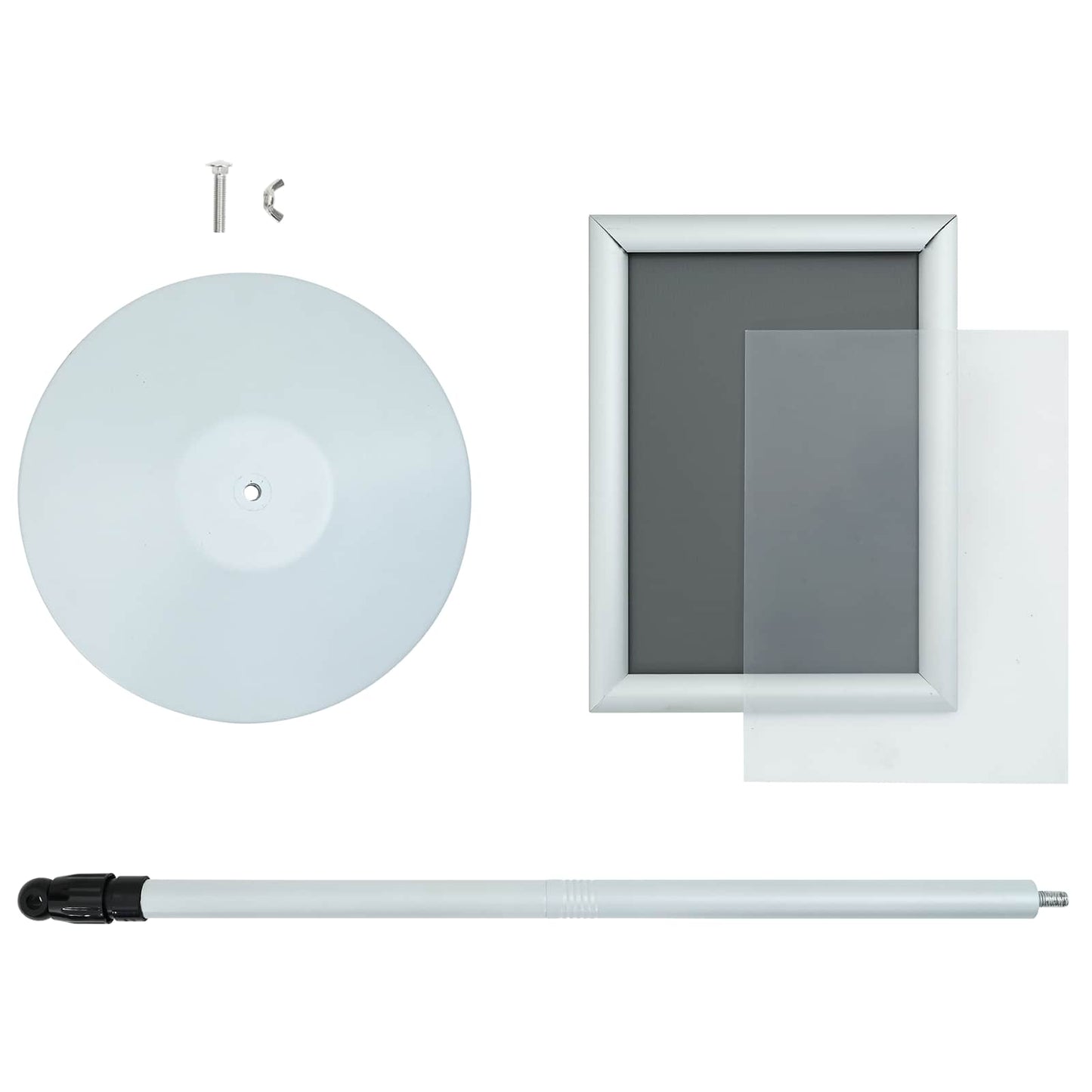 Pedestal plakatstativ sølv 33 x 33 x 123 cm PVC og stål