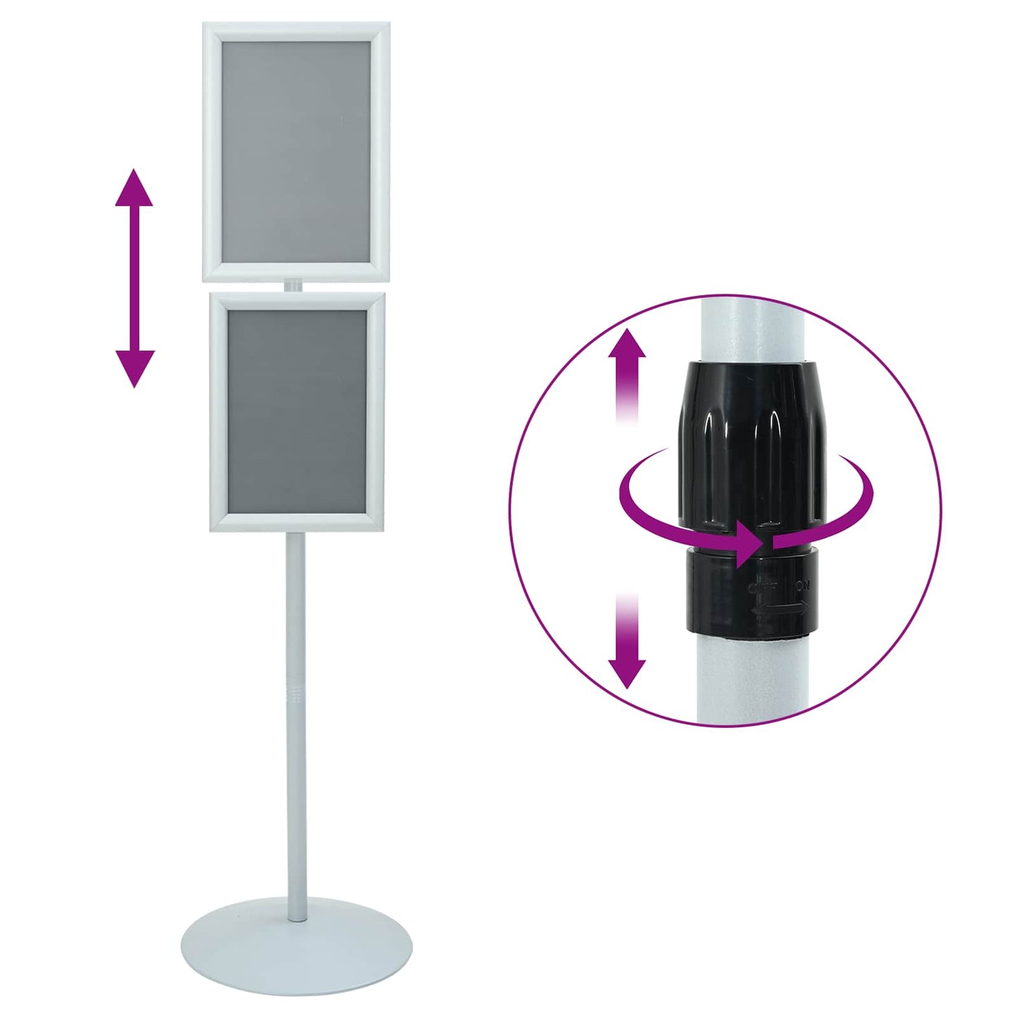 Pedestal plakatstativ sølv 33 x 33 x 123 cm PVC og stål