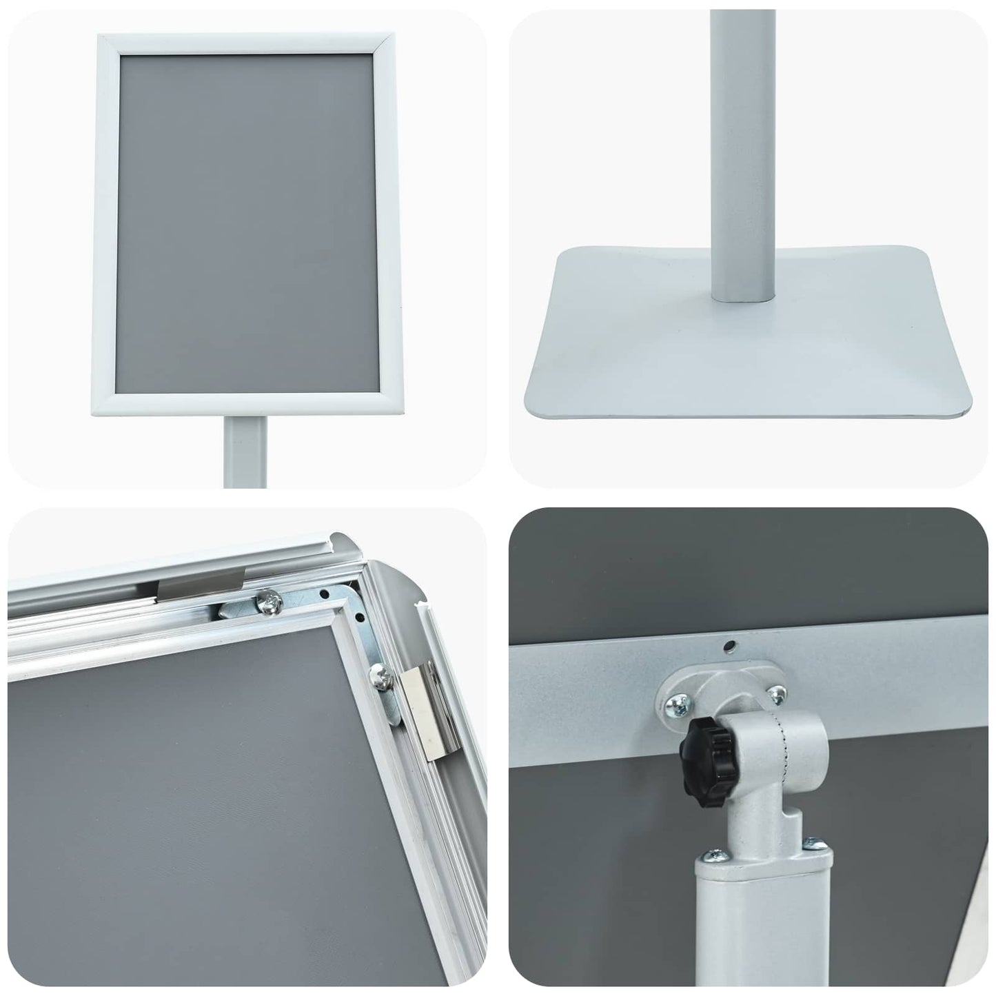 Pedestal plakatstativ sølv 32,5 x 27 x 126 cm Gjutjern