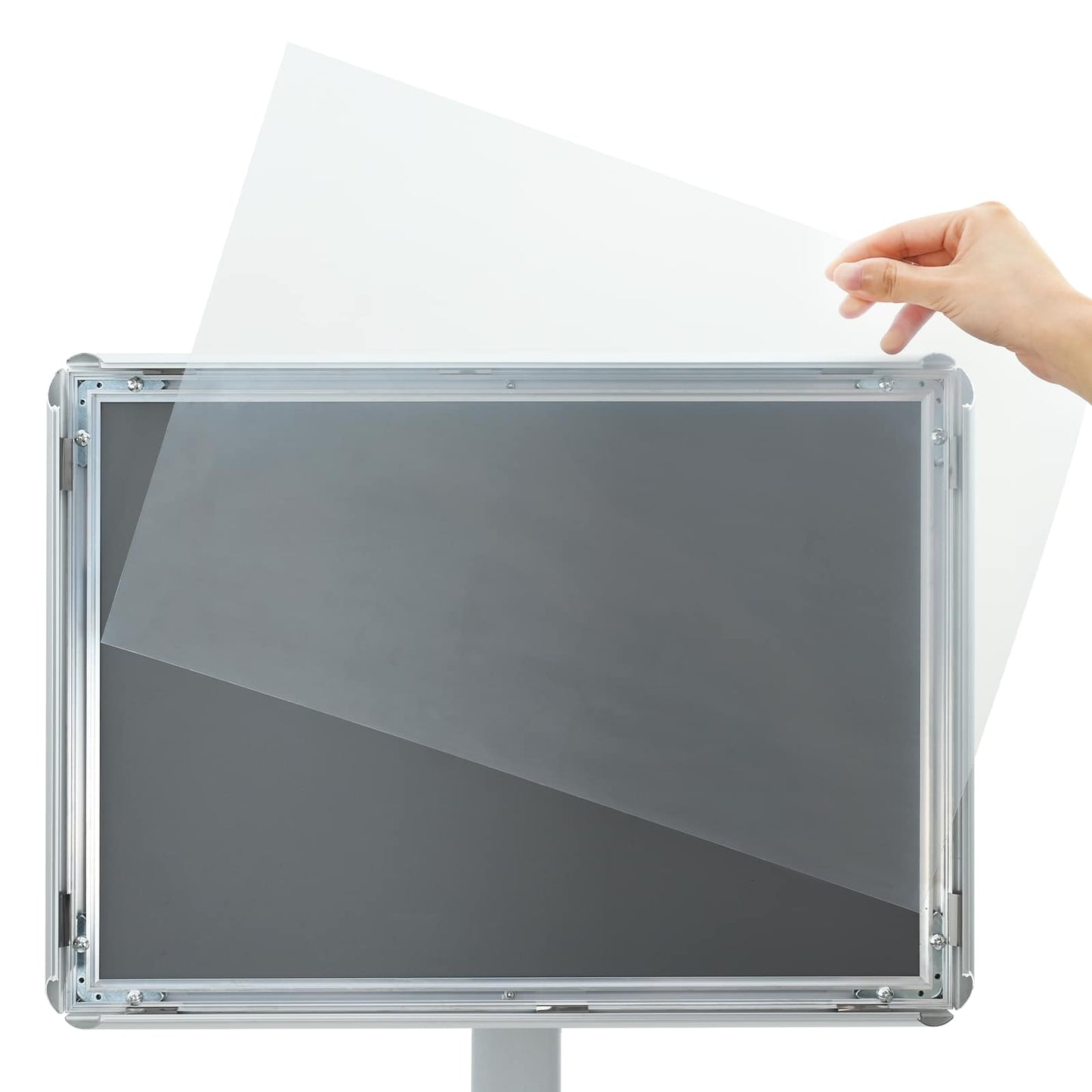 Pedestal plakatstativ sølv 32,5 x 27 x 126 cm Gjutjern