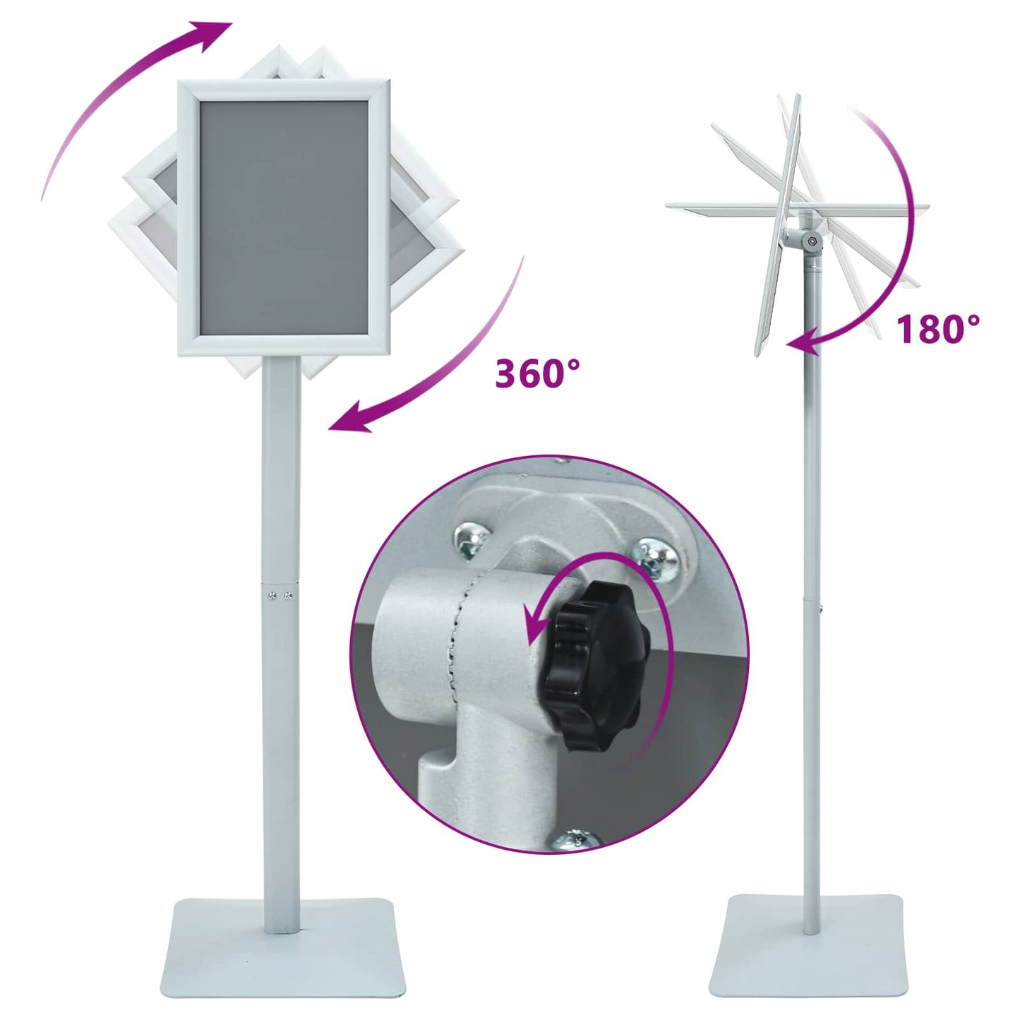 Pedestal plakatstativ sølv 32 x 27 x 119 cm Gjutjern