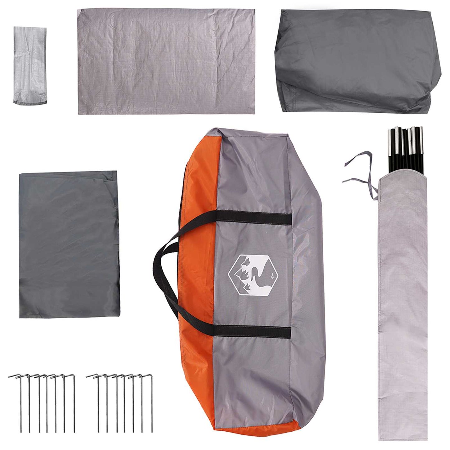 Familietelt med tak Grå og Oransje 320 x 210 x 180 cm Polyester