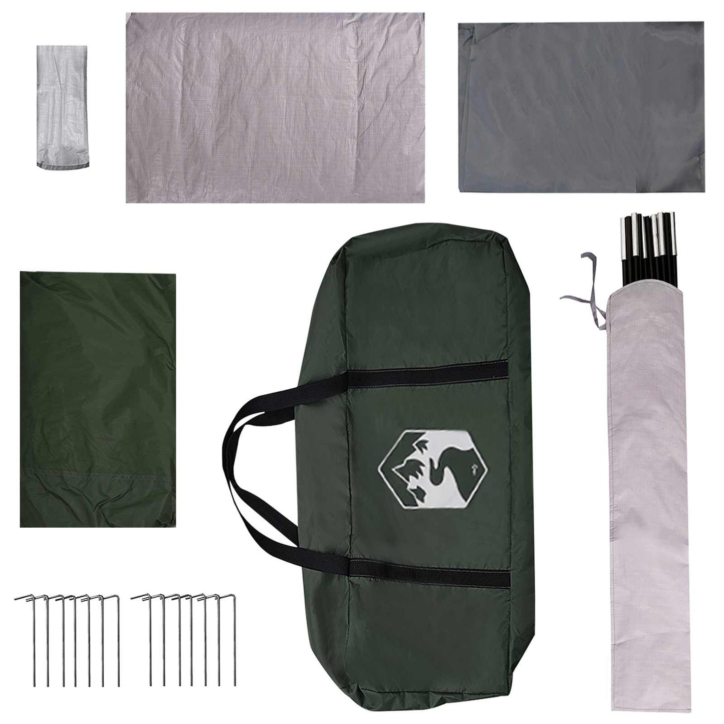 Familietelt med tak Army grønn 320 x 210 x 180 cm Polyester