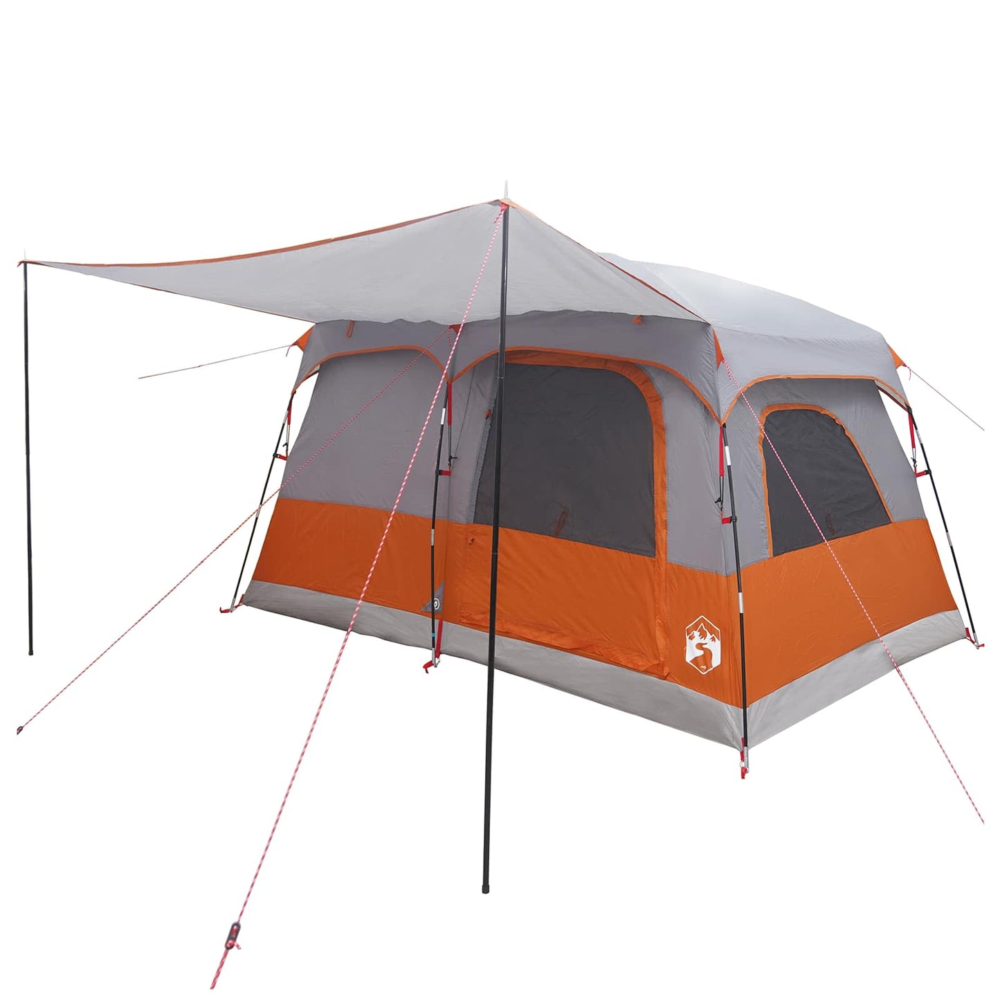 Familietelt med tak Grå og Oransje 380 x 260 x 190 cm Polyester
