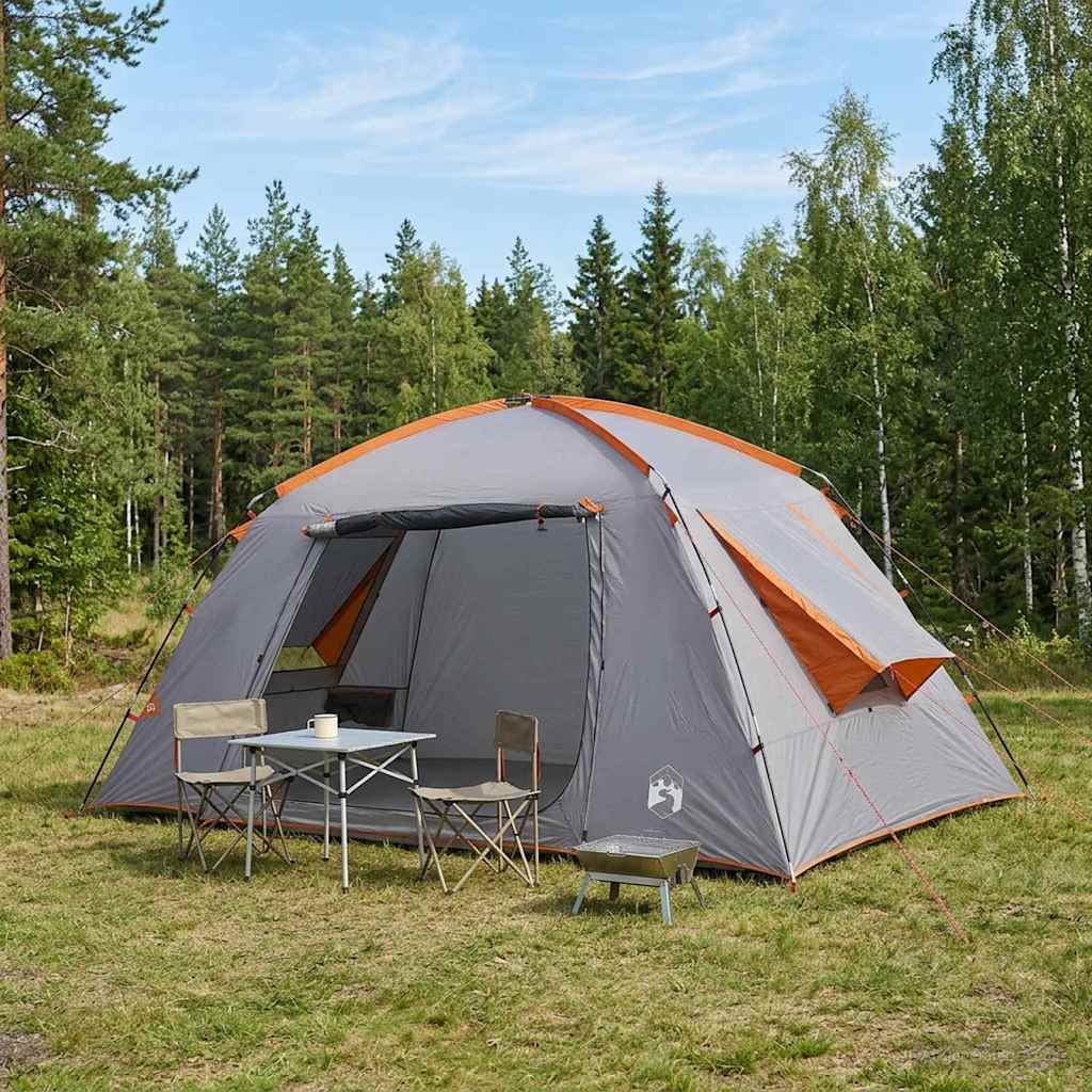 Hyttetelt med tak Grå og Oransje 400 x 210 x 180 cm Polyester