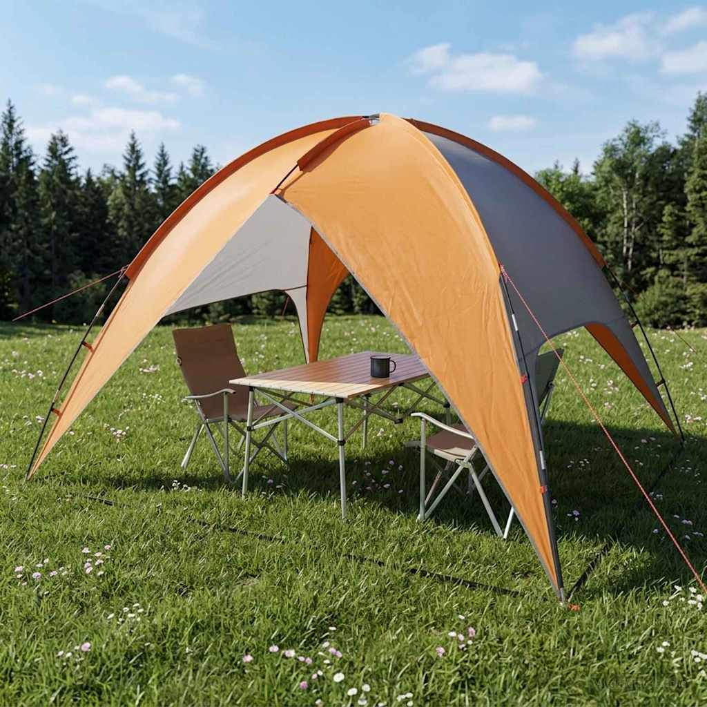 Camping Telt med Regntrekk Vanntett Kuppel Grå og Oransje