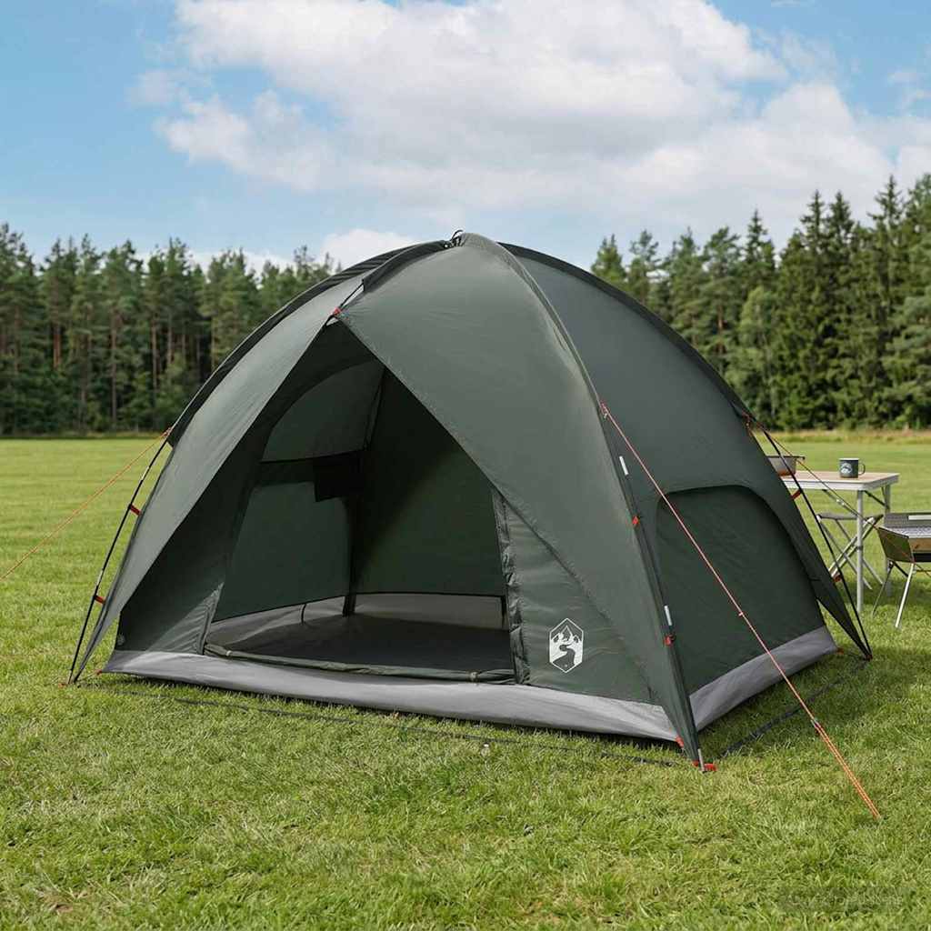 Camping Telt med Regntrekk Vanntett Kuppel Army grønn