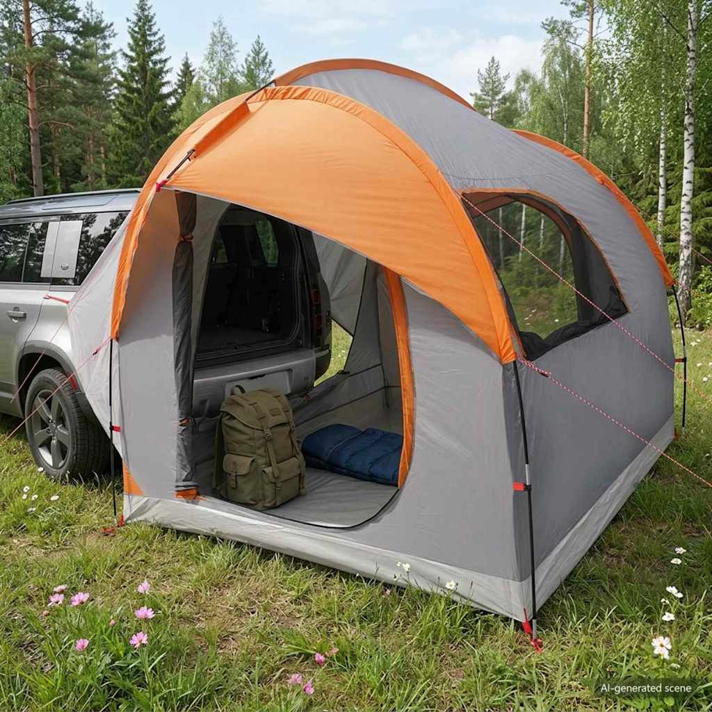 Bil telt Grå og Oransje 239 x 210 x 210 cm Polyester og stål