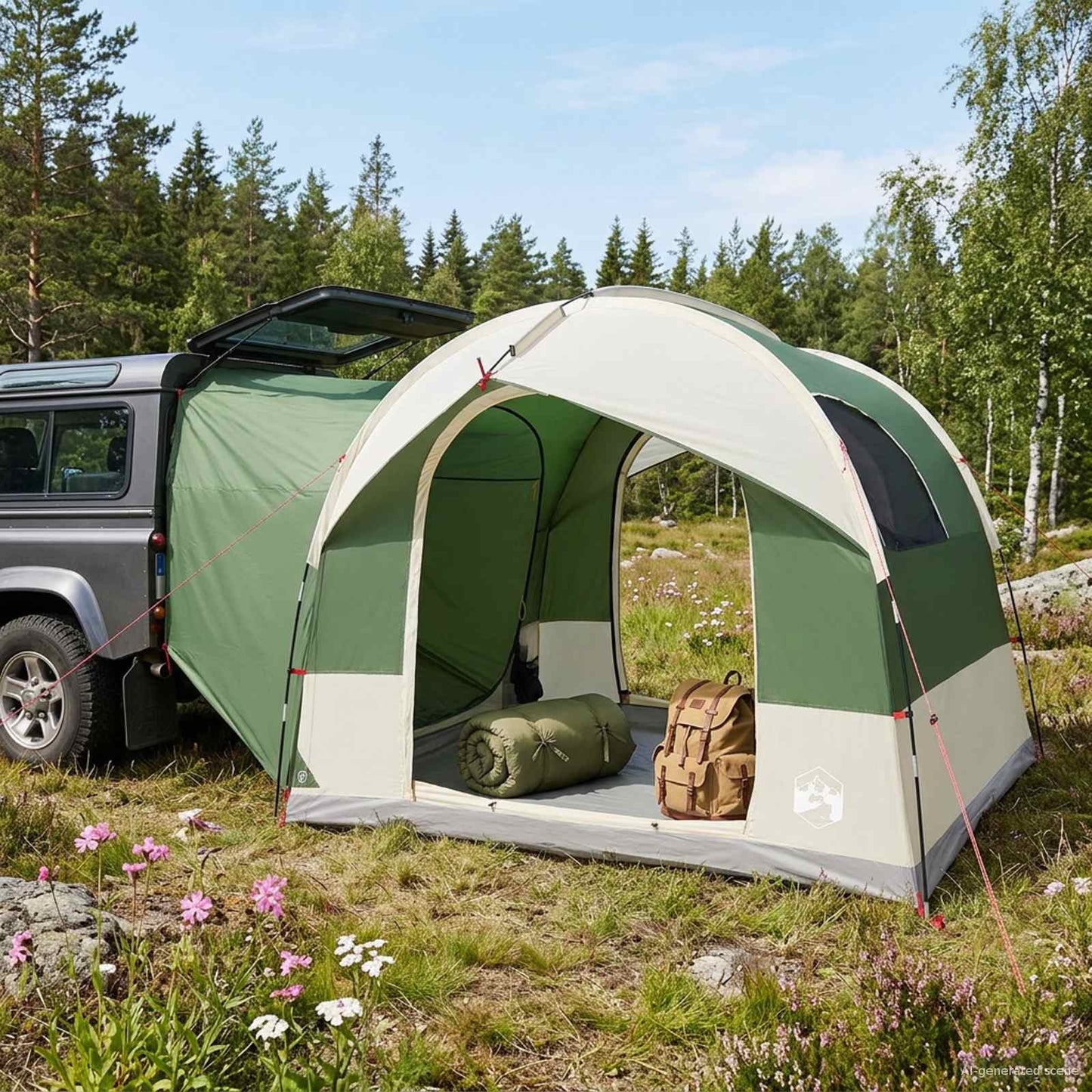 Baksetetelt med regntak Vanntett Grønn 4 personer