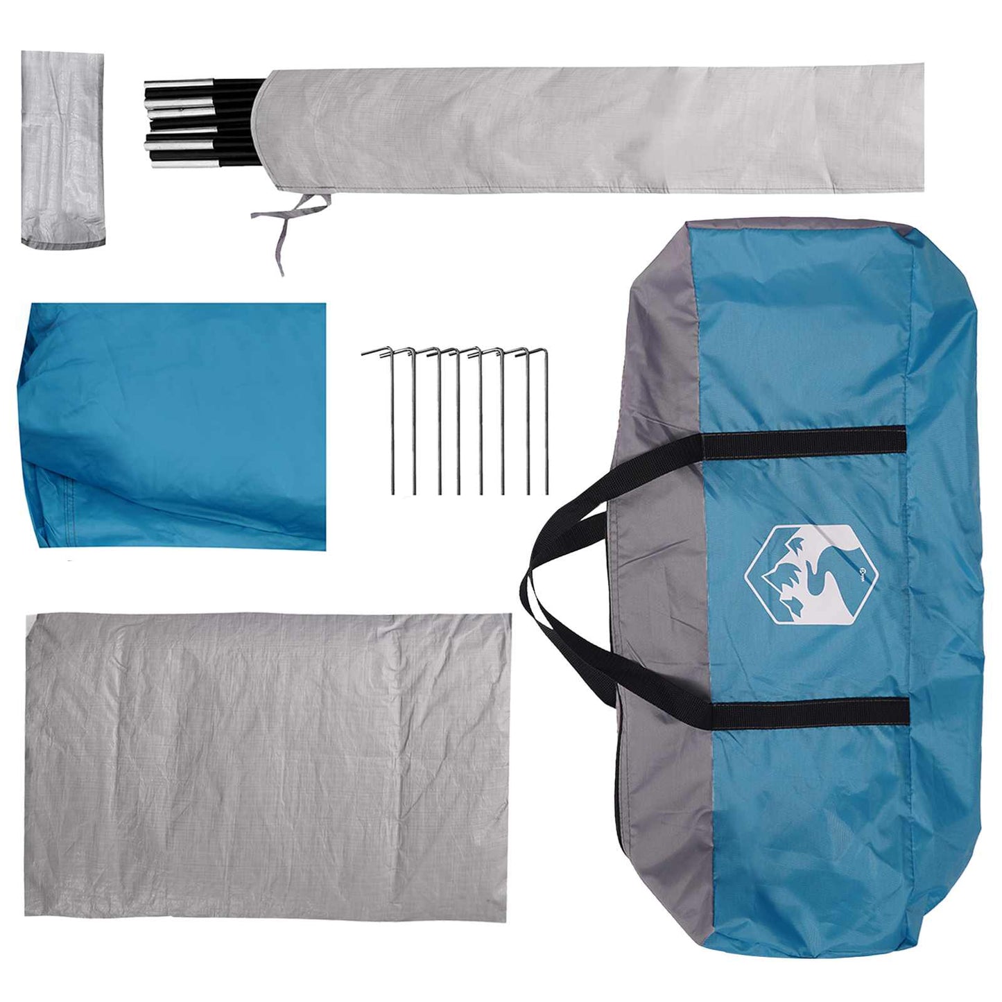 Baksetetelt med regntak Vanntett Blå 250 x 250 x 220 cm