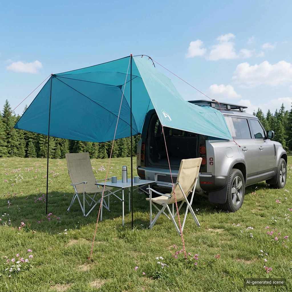Bil telt med tak Blå 350 x 250 cm Polyester og stål