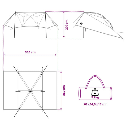 Bil telt med tak Blå 350 x 250 cm Polyester og stål