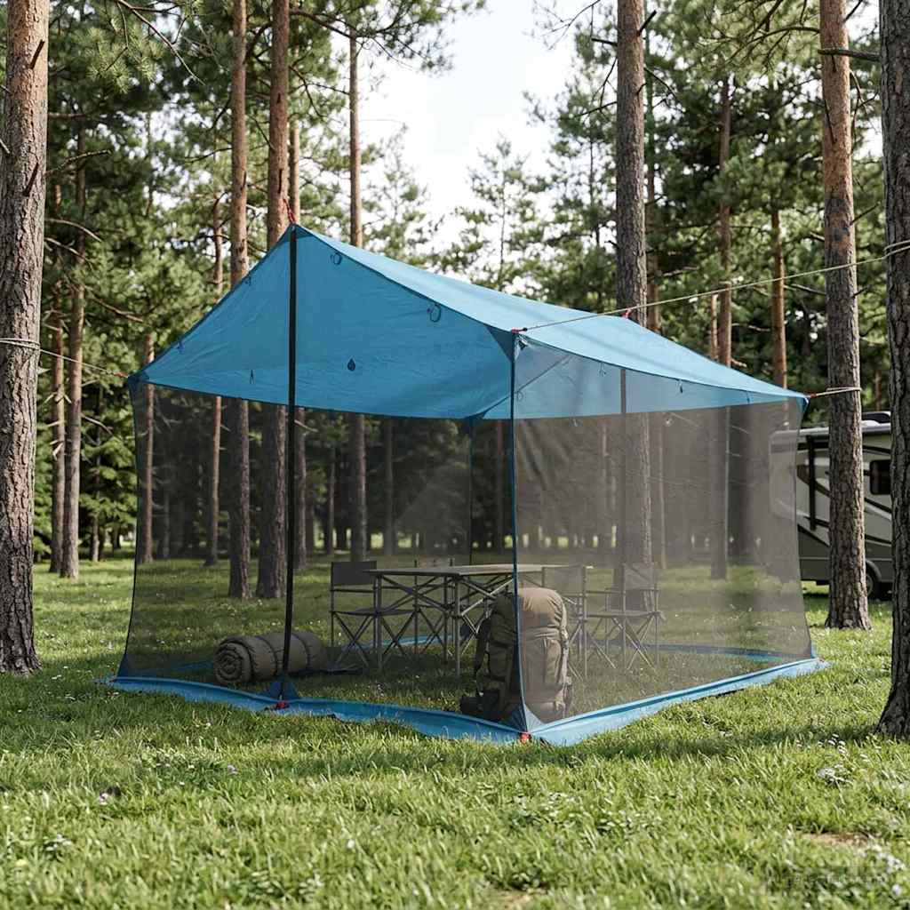 Camping tarp med nettingvegger Blå 340 x 260 x 220 cm