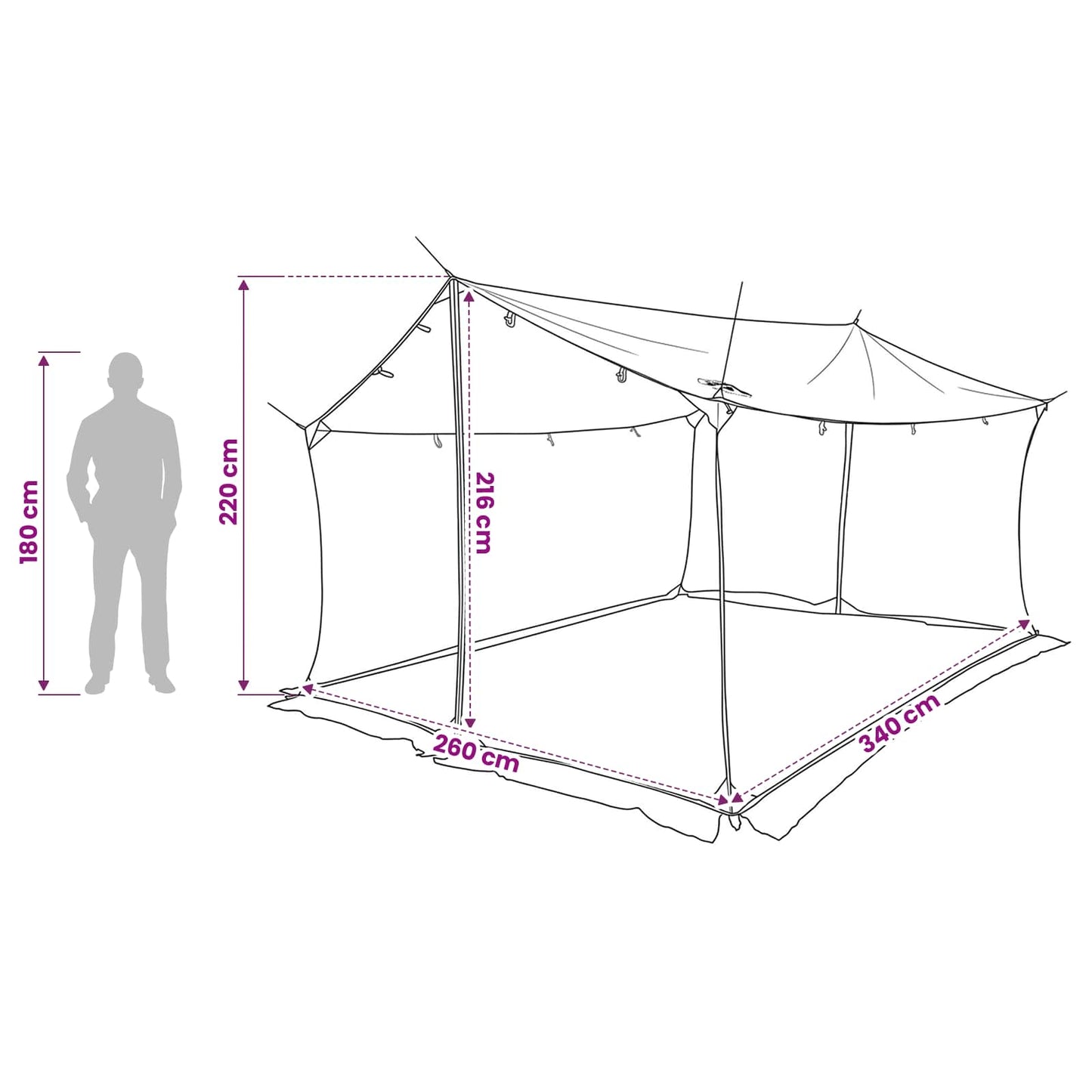 Camping tarp med nettingvegger Grå og Oransje