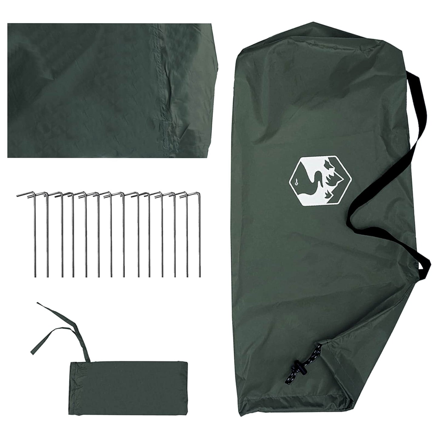 Camping tarp med nettingvegger Army grønn 270 x 210 x 210 cm