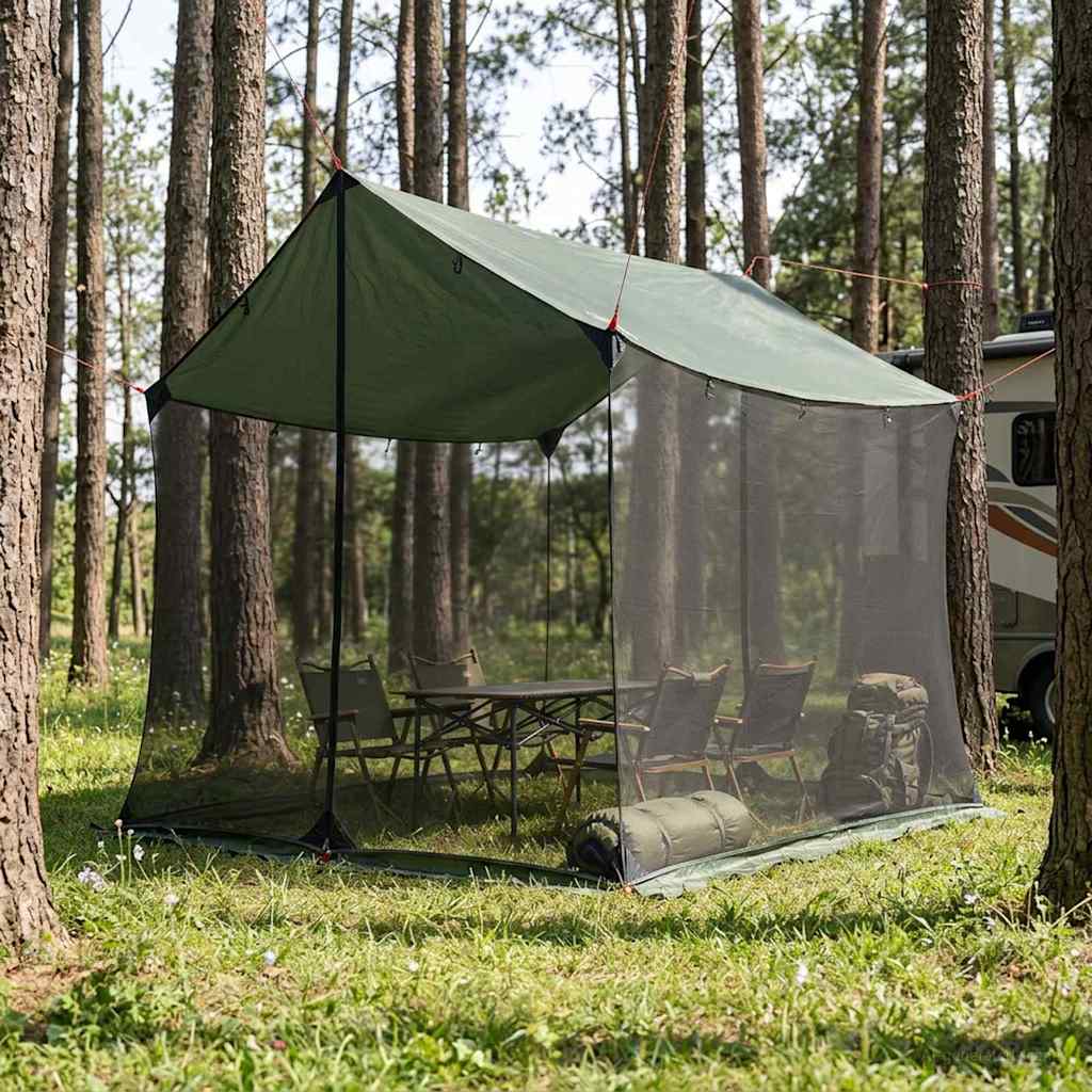 Camping tarp med nettingvegger Army grønn 270 x 210 x 210 cm