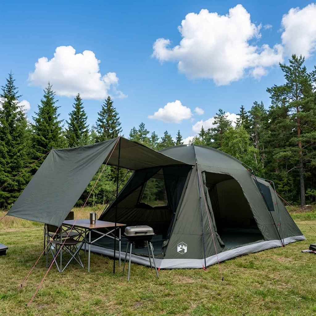 Hyttetelt med tak Army grønn 12-Person Polyester og stål