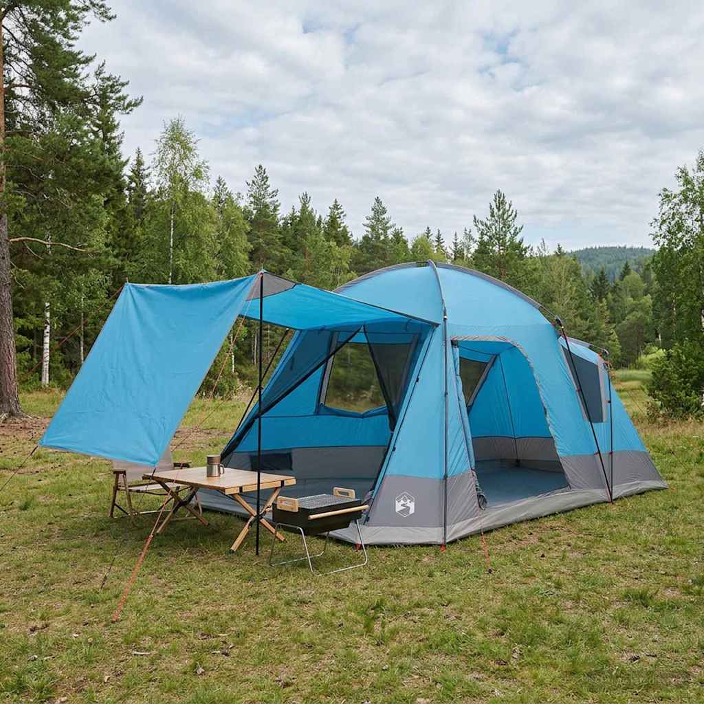 Hyttetelt med tak Blå 8 personer Polyester og stål