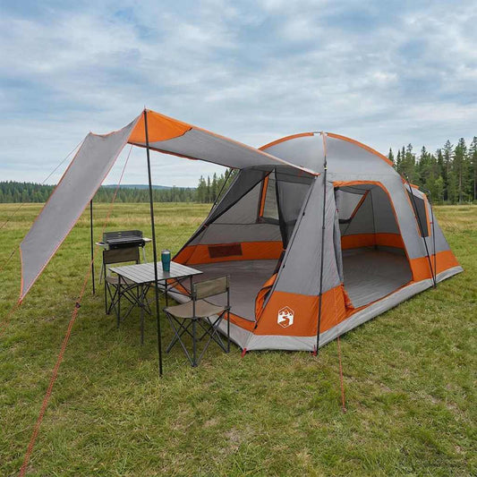 Hyttetelt med tak Grå og Oransje 8 personer Polyester og stål