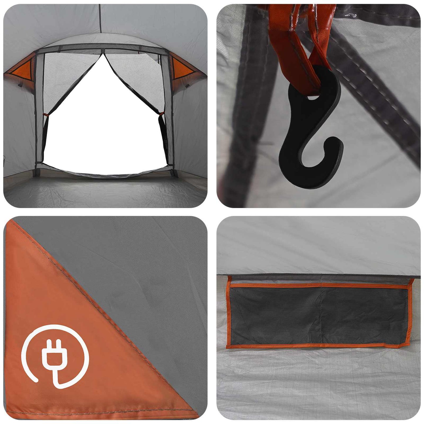 Hyttetelt med tak Grå og Oransje 4 personer Polyester og stål
