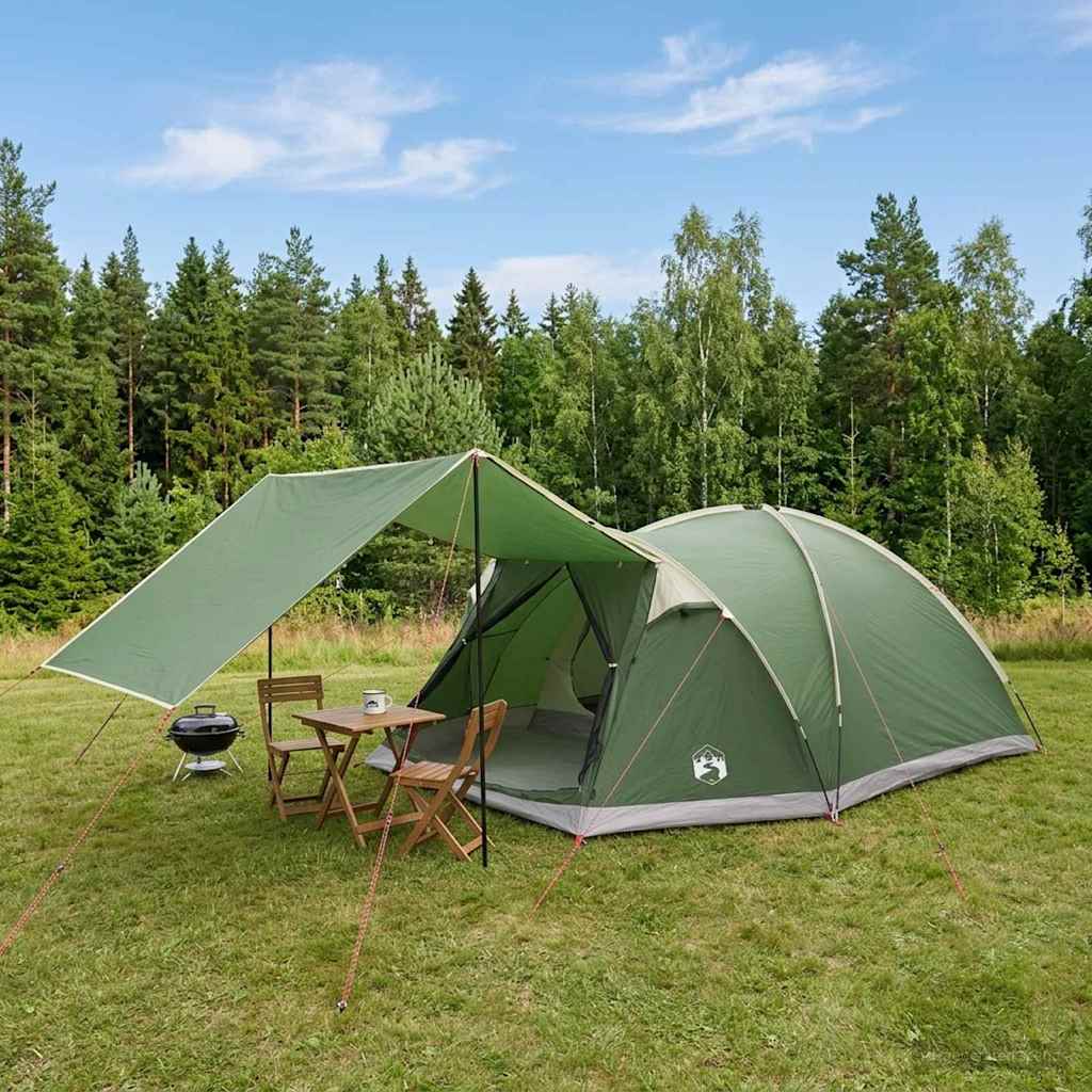 Hyttetelt med tak Grønn 6 personer Polyester og stål