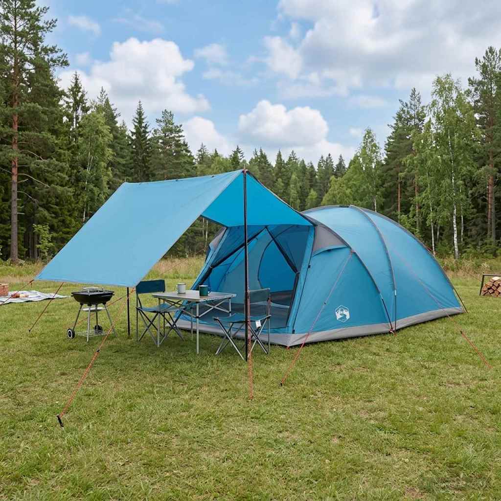 Hyttetelt med tak Blå 8 personer Polyester og stål