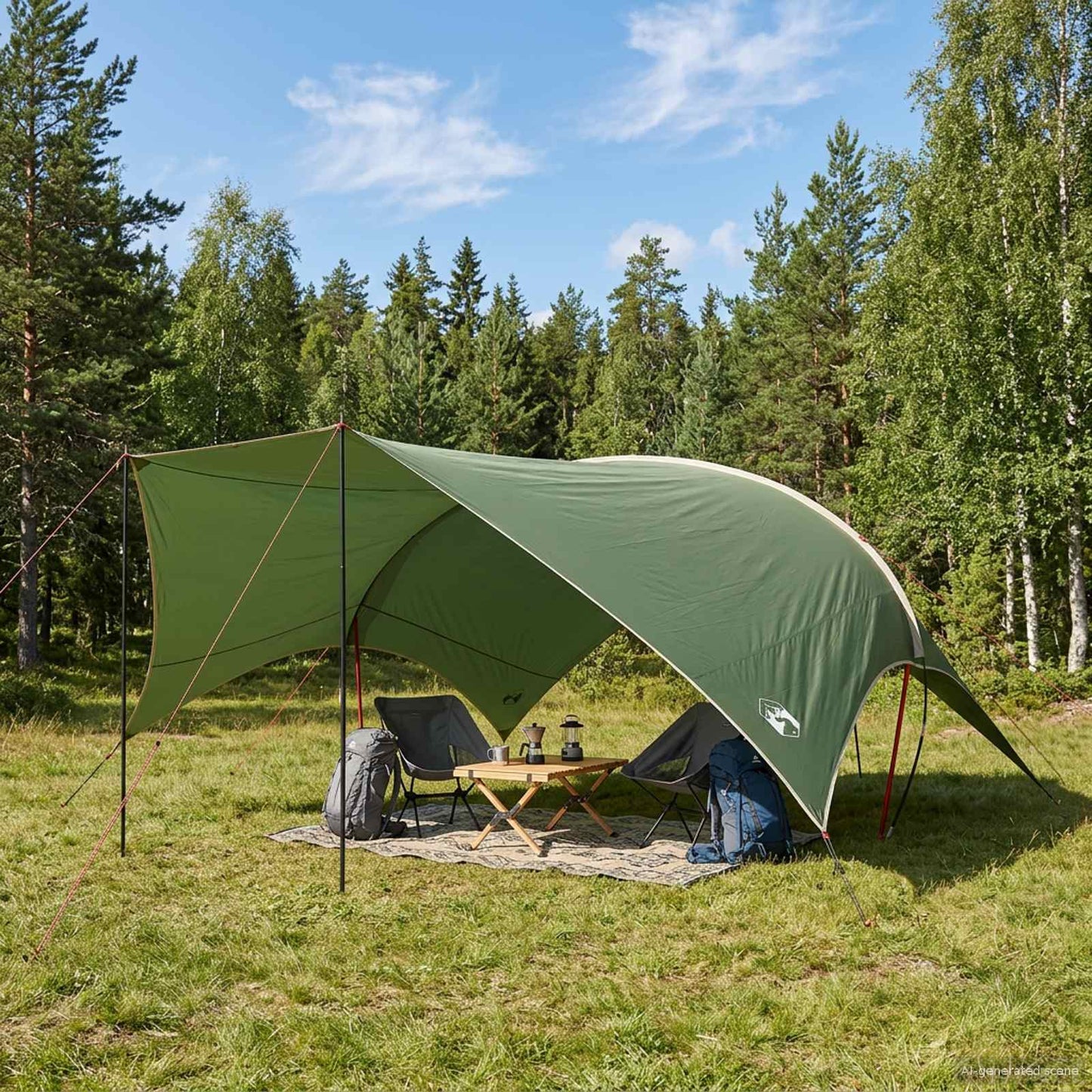 Camping tarp vanntett Grønn 690 x 580 x 255 cm