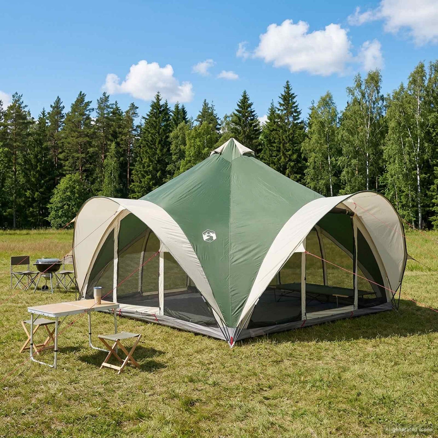 Tipi telt med tak Grønn 18 personer Polyester og stål