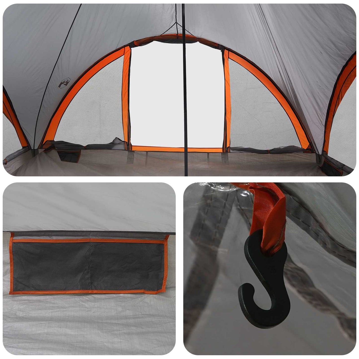 Tipi telt med tak Grå og Oransje 18 personer Polyester og stål
