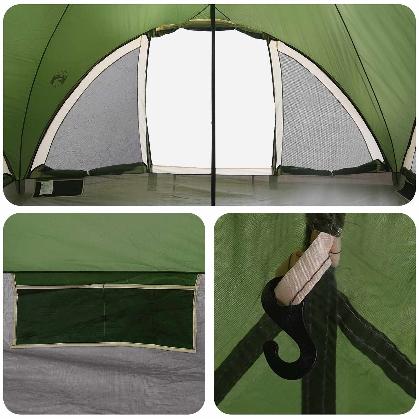 Tipi telt med tak Grønn 6 personer Polyester og stål