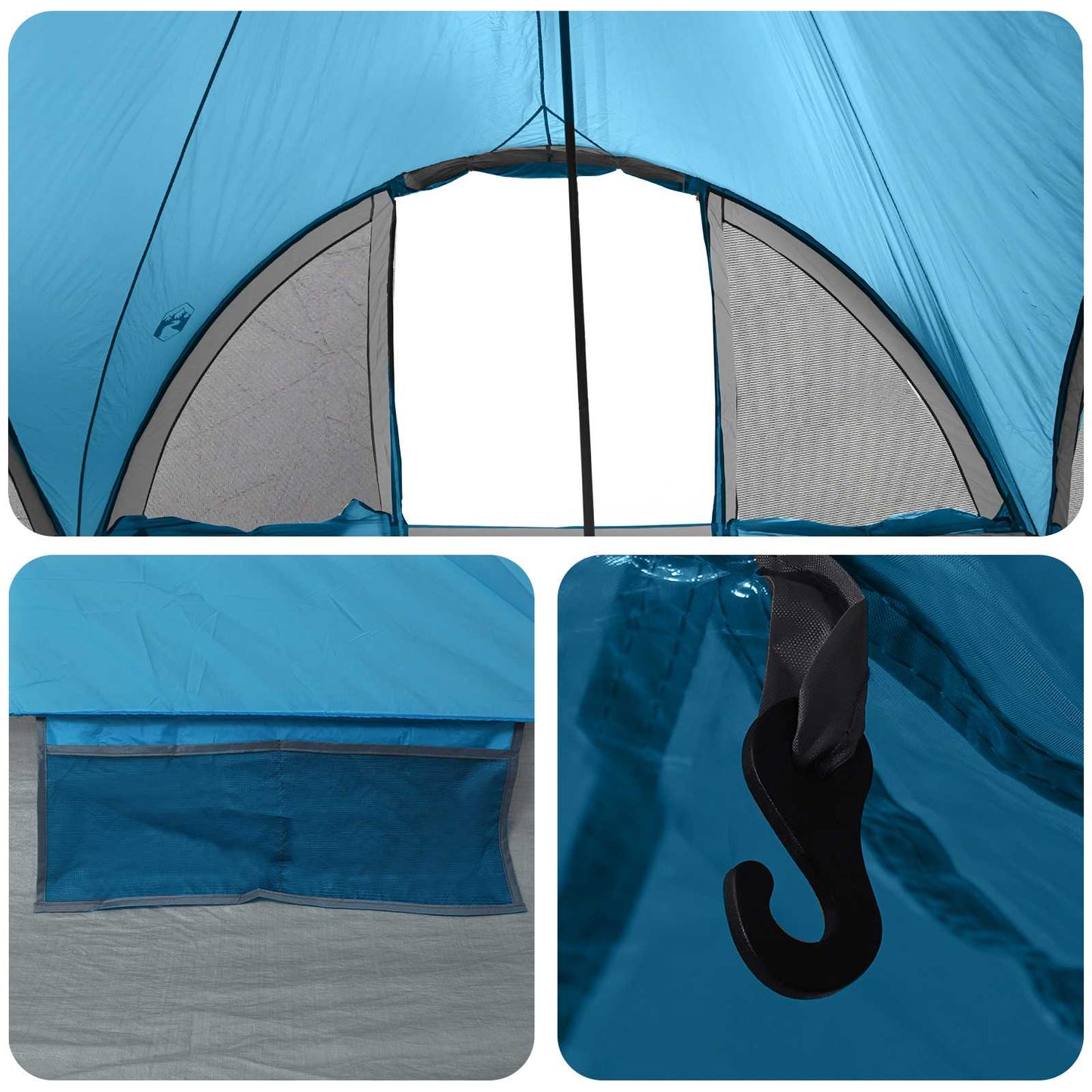 Tipi telt med tak Blå 6 personer Polyester og stål