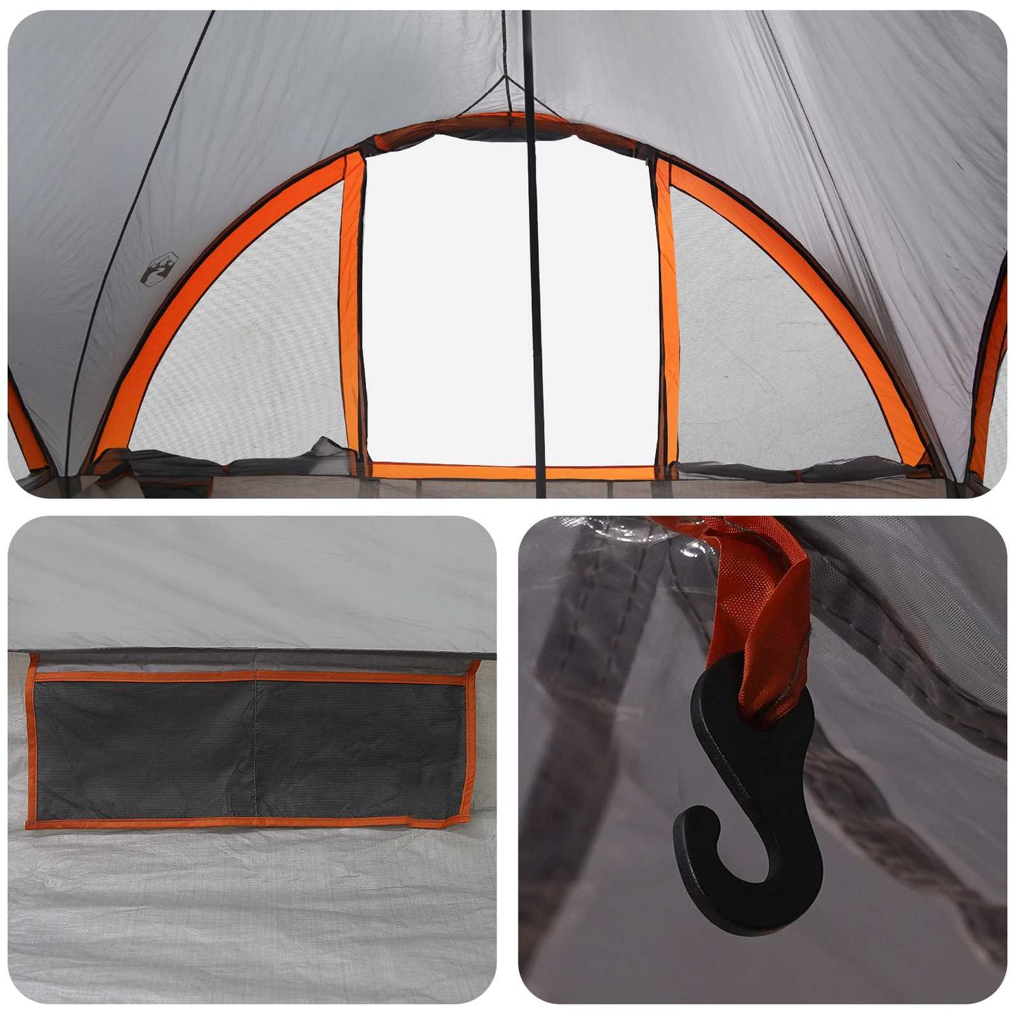 Tipi telt med tak Grå og Oransje 6 personer Polyester og stål
