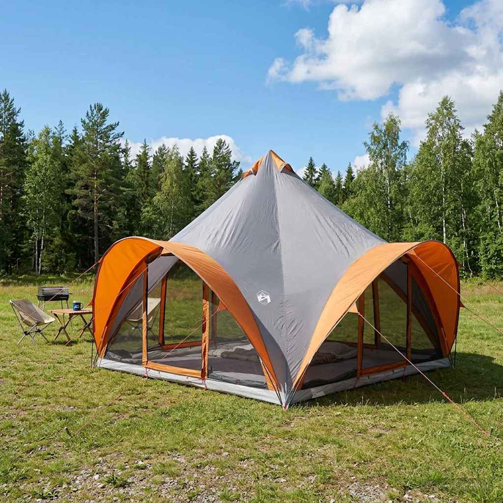 Tipi telt med tak Grå og Oransje 6 personer Polyester og stål