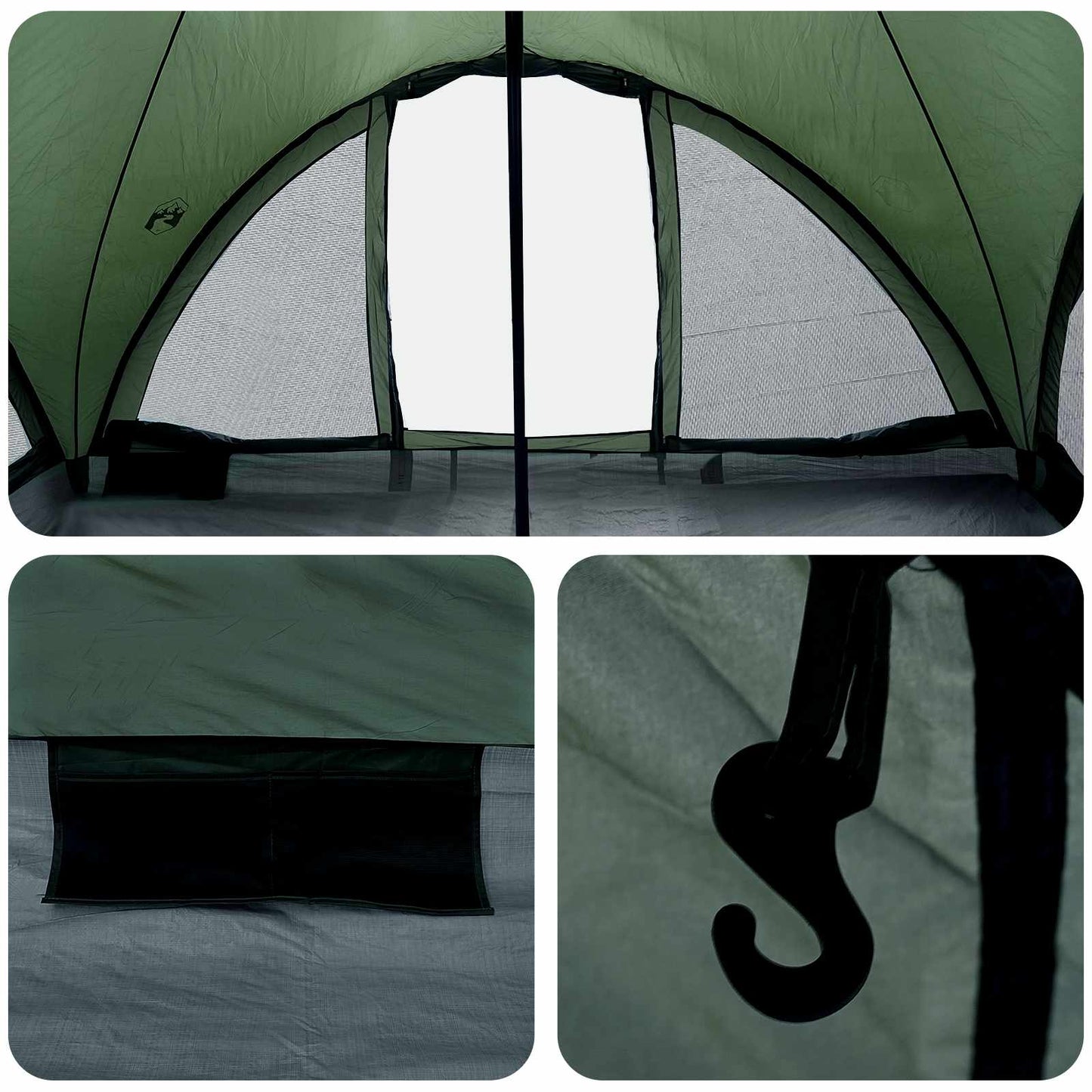 Tipi telt med tak Army grønn 6 personer Polyester og stål