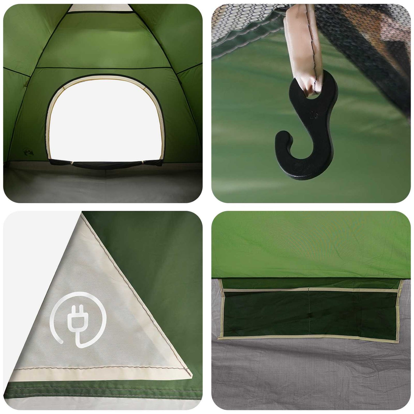 Camping Telt med tak med luftventil Grønn 335 x 275 x 180 cm