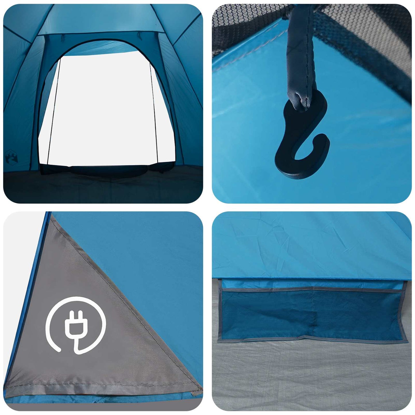 Camping Telt med tak Blå 2-personers Polyester og stål