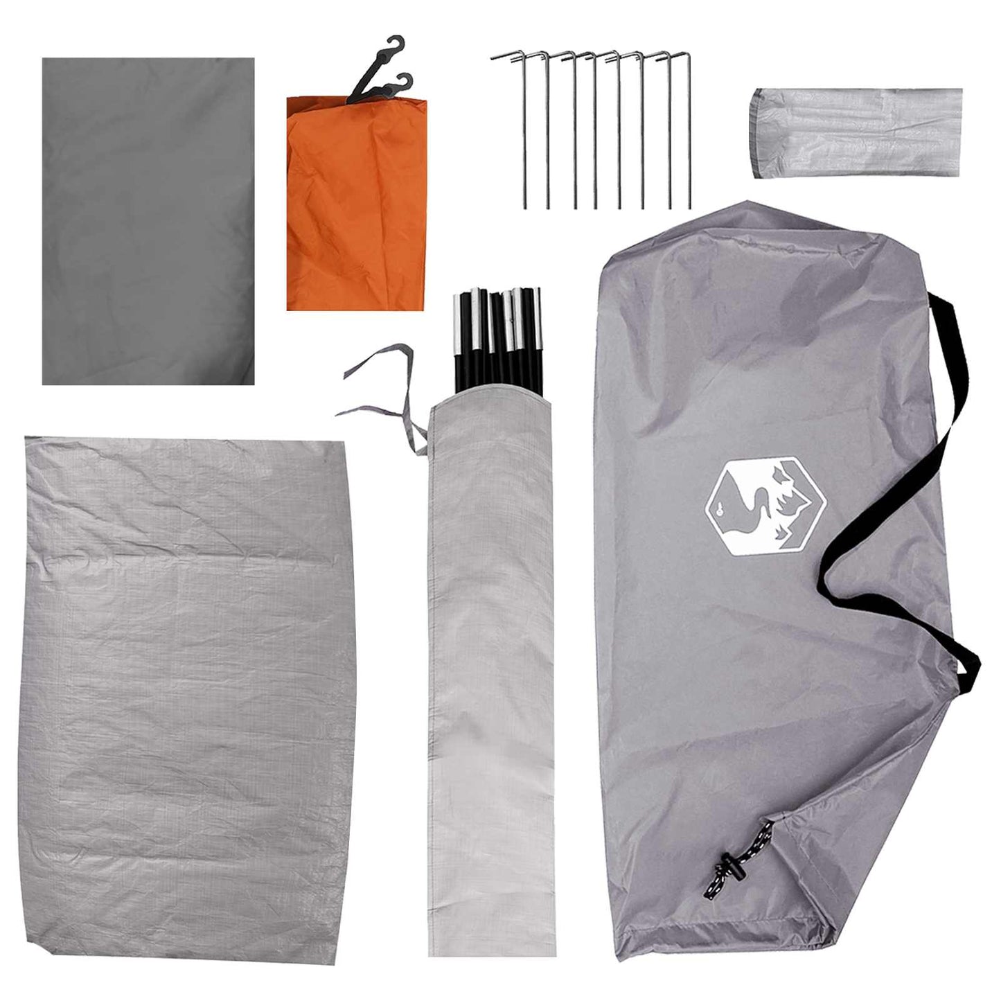 Camping Telt Grå og Oransje 2-personers Polyester og stål