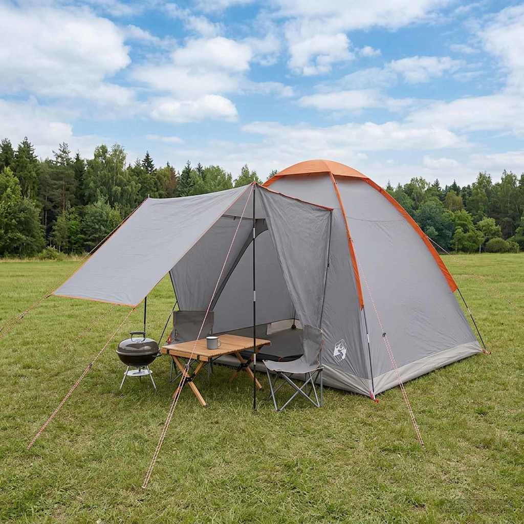 Camping Telt Grå og Oransje 2-personers Polyester og stål
