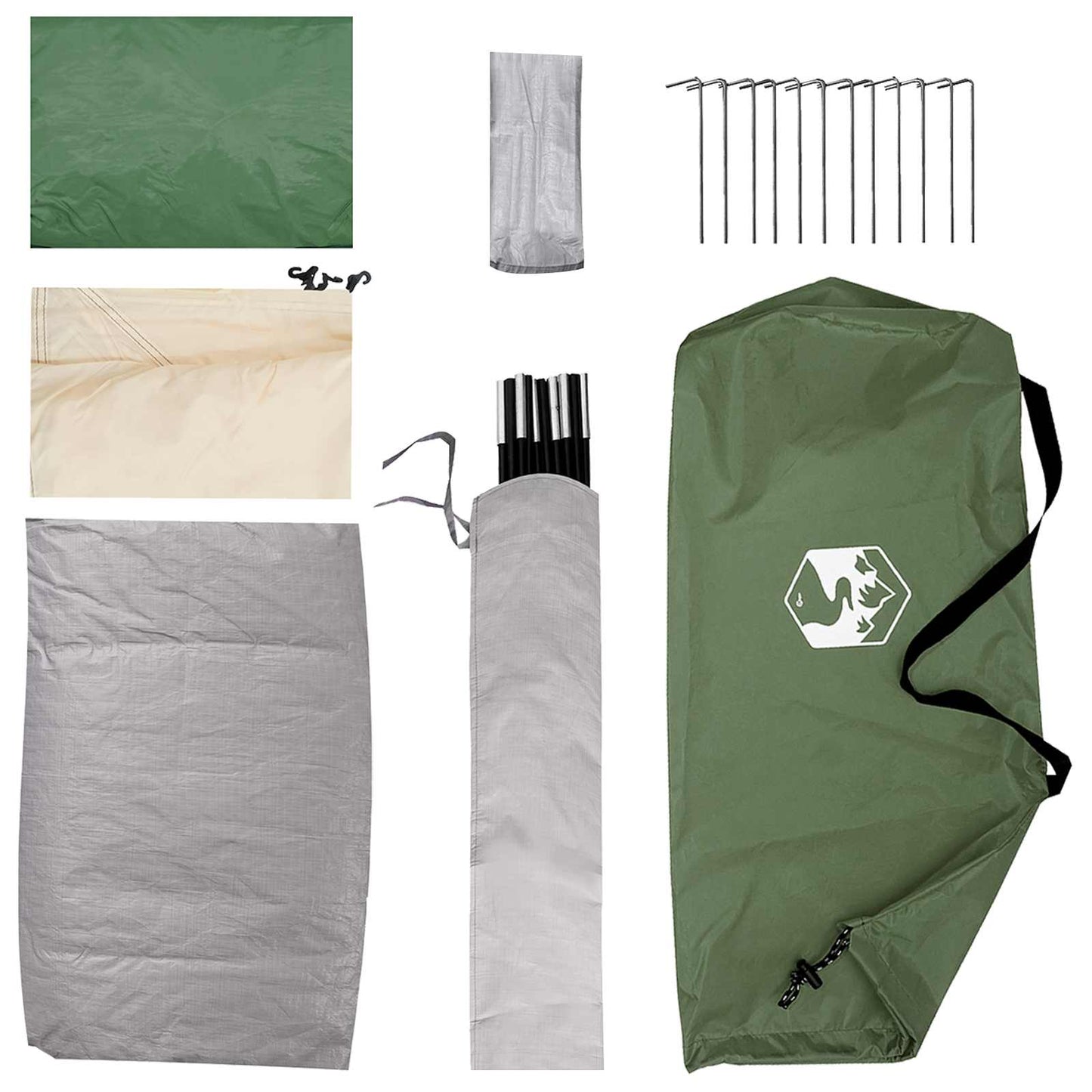 Camping Telt med tak Grønn 4 personer Polyester og stål