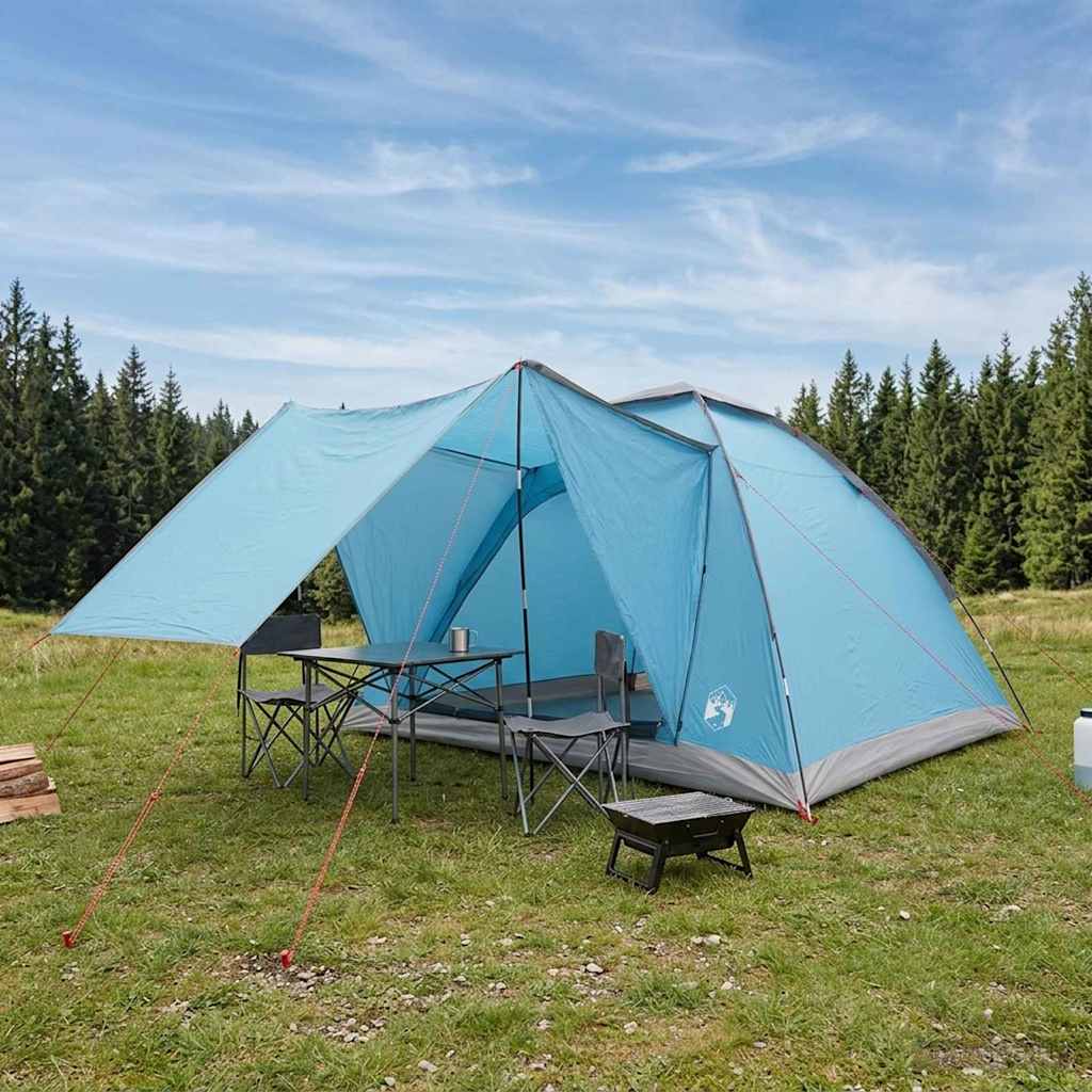 Camping Telt med tak Blå 4 personer Polyester og stål