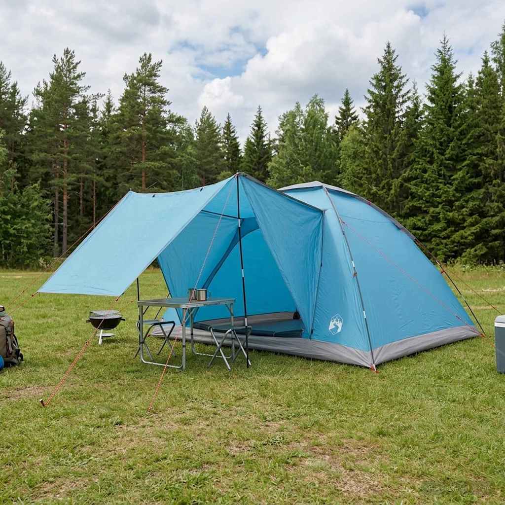 Camping Telt med tak Blå 6 personer Polyester og stål