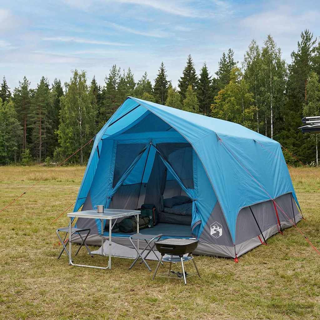 Tunneltelt med tak Blå 10 personer Polyester og stål
