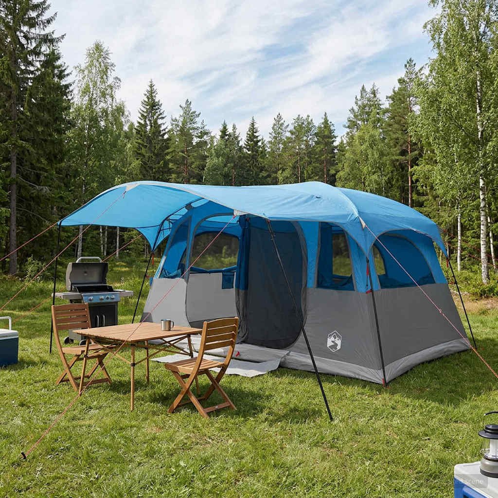 Tunneltelt 10 person Blå Polyester og stål