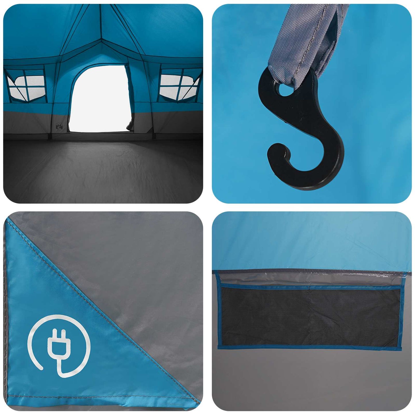 Familietelt med tak Blå 487 x 340 x 216 cm Polyester og stål