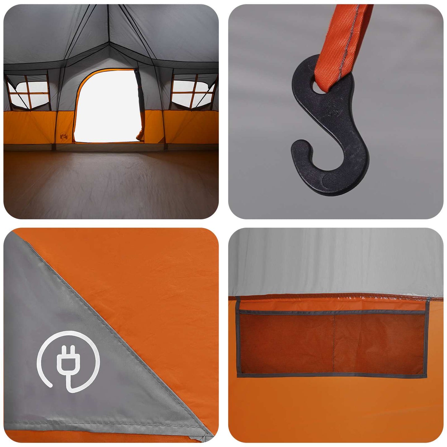 Familietelt Grå og Oransje 487 x 340 x 216 cm Polyester og stål