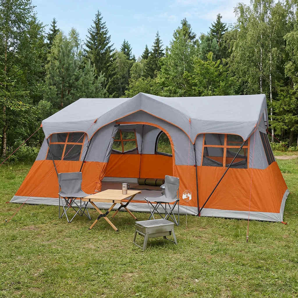 Familietelt Grå og Oransje 487 x 340 x 216 cm Polyester og stål