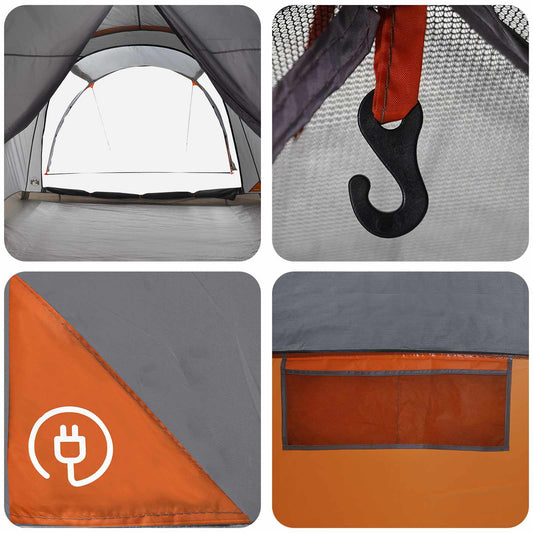Tunneltelt Grå og Oransje 370 x 275 x 210 cm Polyester og stål