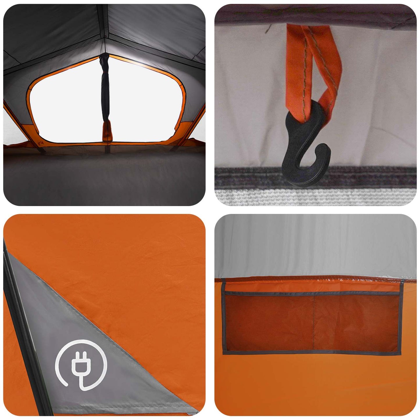 Hyttetelt Grå og Oransje 480 x 273 x 205 cm Polyester og stål